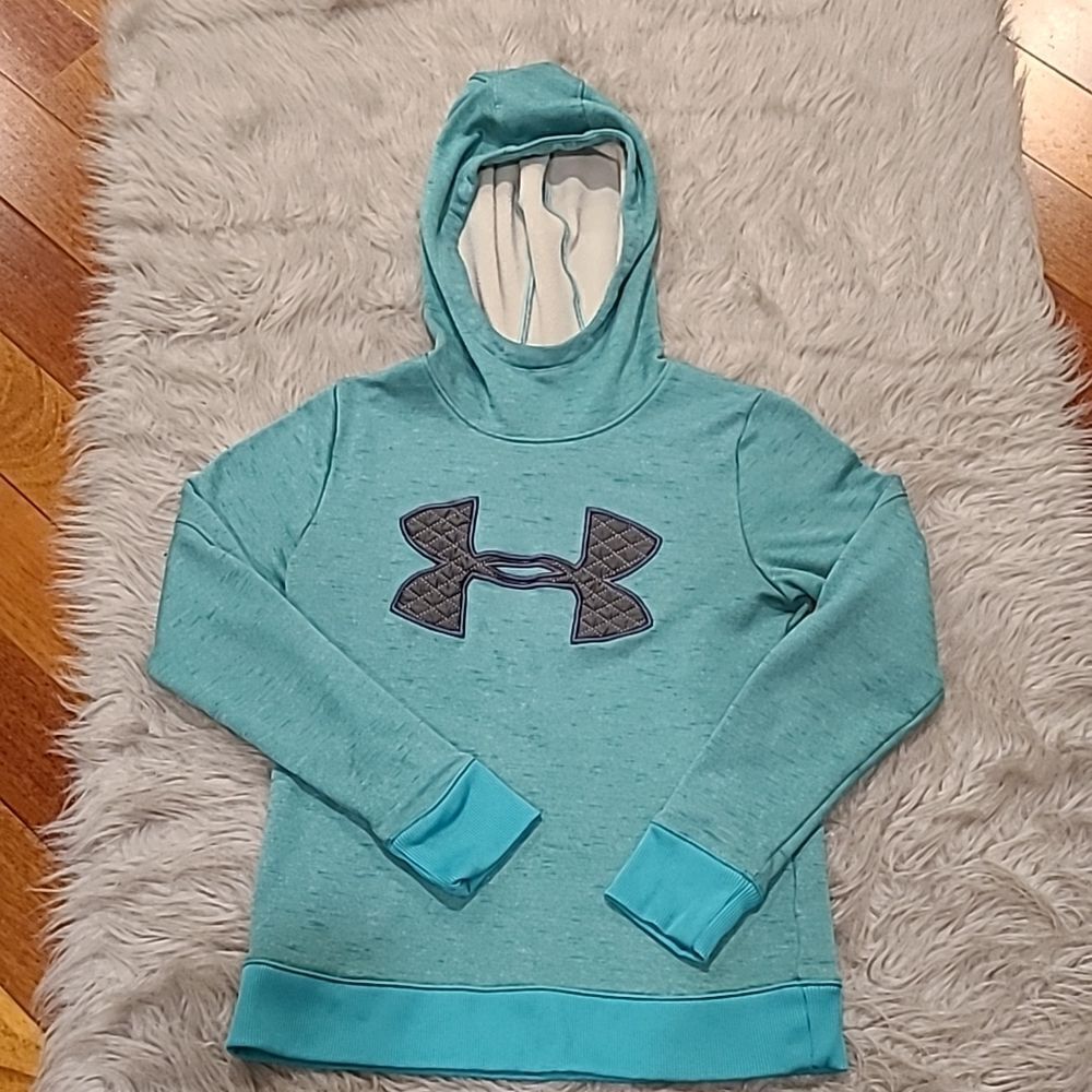 Under Armour cold gear womens teal and gray hooded sweatshirt‎ size xs